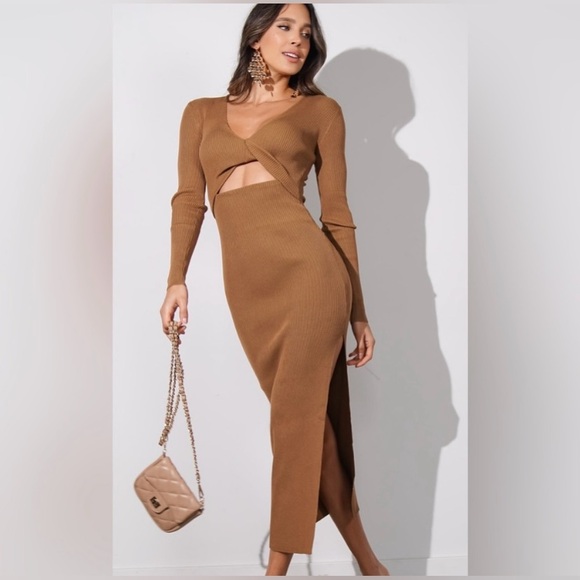 House of Harlow 1960, NWT, Twist Front Stretchy Midi Cutout Dress - Gorgeous! - Picture 1 of 2